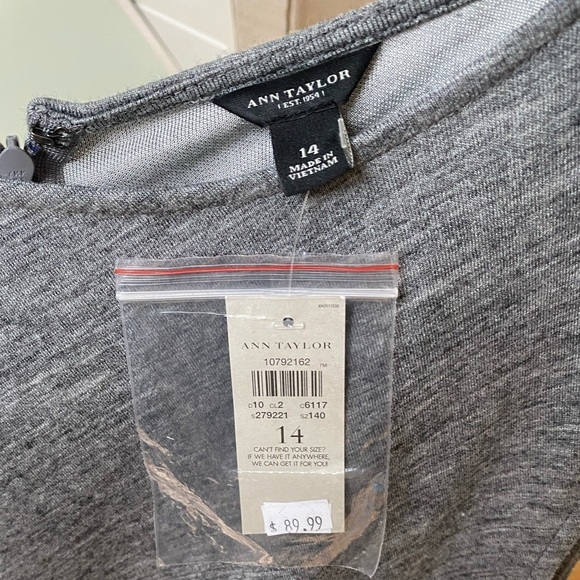 Ann Taylor Gray Sleeveless Dress NWT 14 - Picture 4 of 7